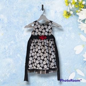Young land baby dress size 3t black and white polkadots